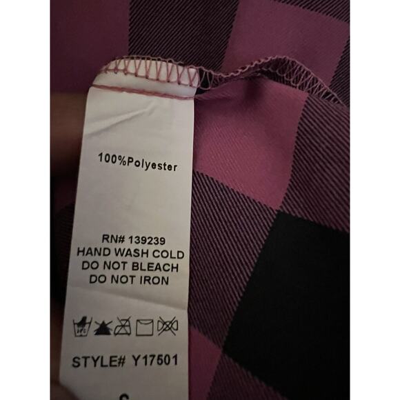 DO+BE Plaid Pink Black Blouse Top Shirt Size Small New - Picture 9 of 9